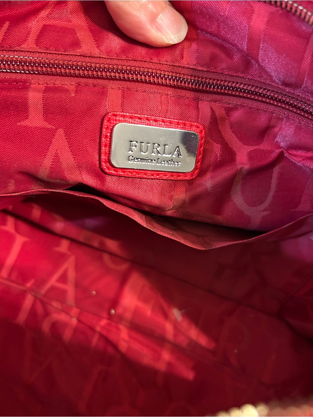Furla Elena Satchel Saffiano Bright Red Leather Dome Satchel Top Handles READ - Picture 10 of 16